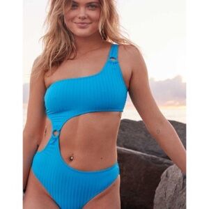 NWT Aerie Wide Rib Cut Out One Shoulder Ring One Piece Swimsuit XXL